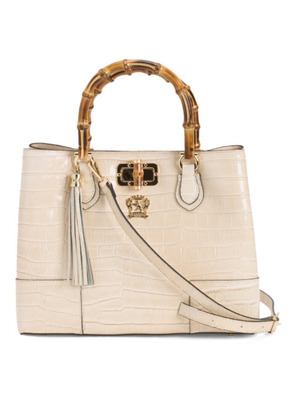 PRATESI Made In Italy Leather Triple Compartment Satchel